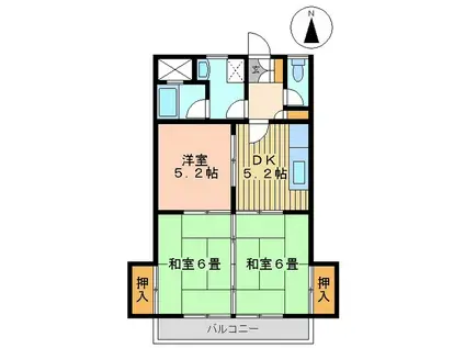 コーポ松本(3DK/2階)の間取り写真