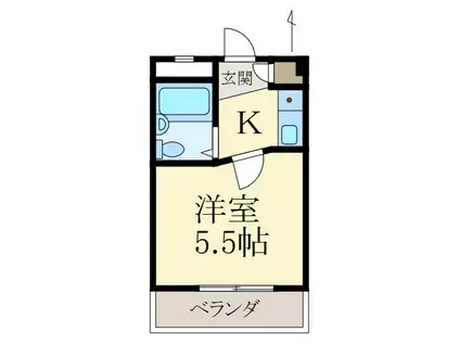 グリーンプラザ谷町壱番館(1K/3階)の間取り写真