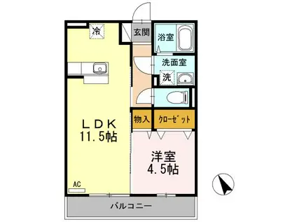ローゼスポート港町B(1LDK/3階)の間取り写真