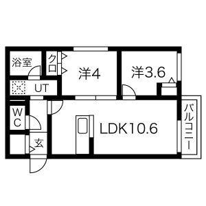メニーズコート元町北(2LDK/4階)の間取り写真