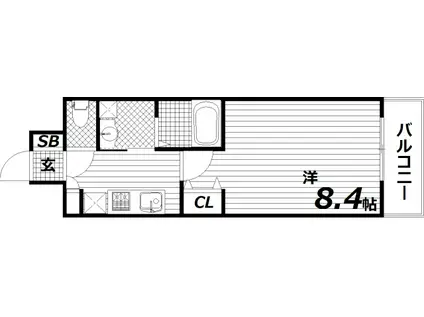 ビエラコート須磨(1K/3階)の間取り写真
