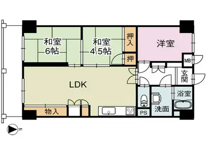 ビアンカ府中(3LDK/9階)の間取り写真