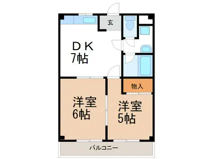 青山マンション(2DK/3階)の間取り写真