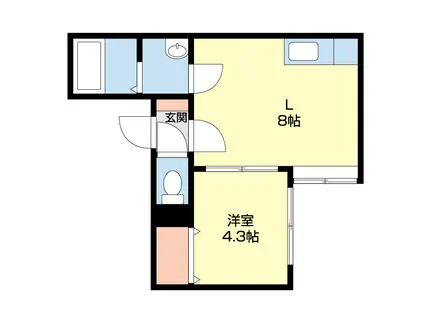 HS821(1DK/3階)の間取り写真