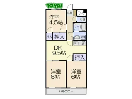 ファミリータウンむらた(3DK/4階)の間取り写真