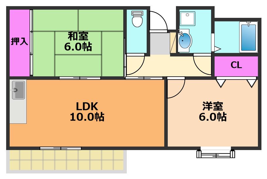 コンフォートI(2LDK/2階)の間取り写真