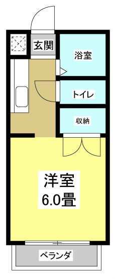 コーポ丁田(1K/1階)の間取り写真
