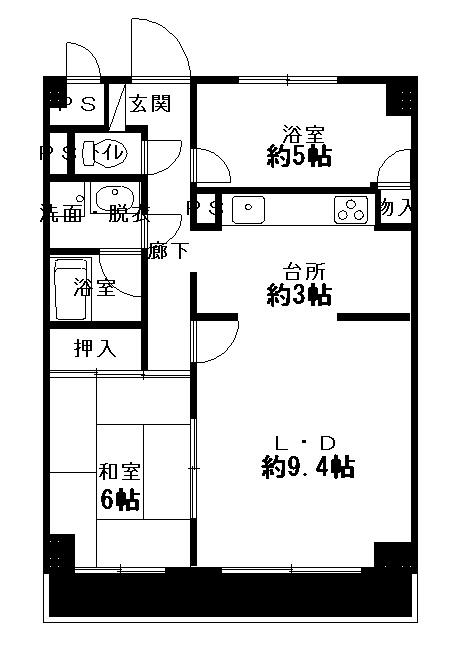 エクセル三浦海岸(2LDK/3階)の間取り写真