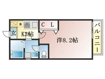 クレフラスト中田町B(1K/1階)の間取り写真