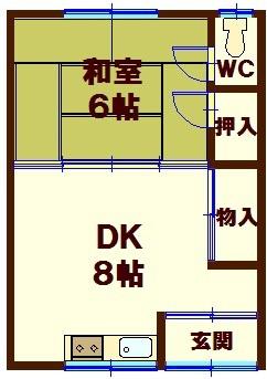アモーレ(1DK/2階)の間取り写真