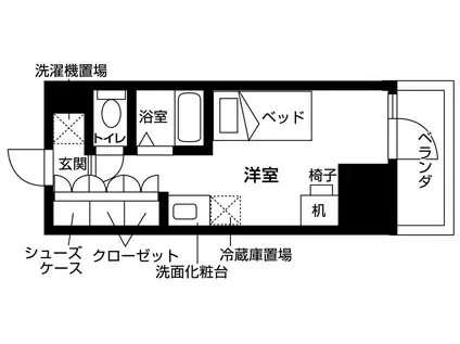 ウエリスアイビー旗の台(ワンルーム/4階)の間取り写真
