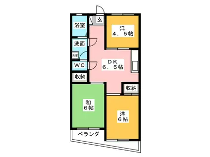 メゾーン増重(3DK/1階)の間取り写真