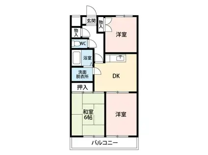 ルネッサンス小手指3号館(3DK/2階)の間取り写真