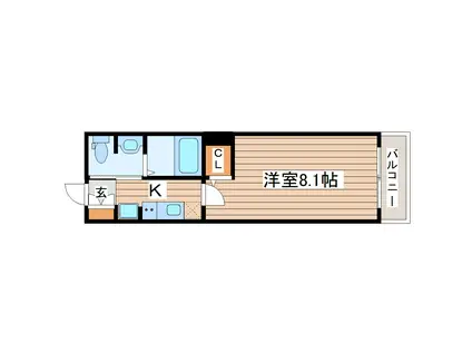 アイ・ウィステリア塩竃(1K/2階)の間取り写真