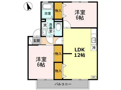 ブレスガーデン III棟III(3DK/2階)の間取り写真