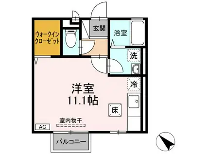 クレールコートII(ワンルーム/1階)の間取り写真