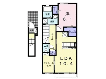 リブリオポラ C(1LDK/2階)の間取り写真