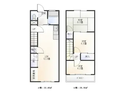 シモノハラコーポ(3LDK/2階)の間取り写真
