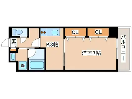 タカマツ神戸駅南通(1K/7階)の間取り写真