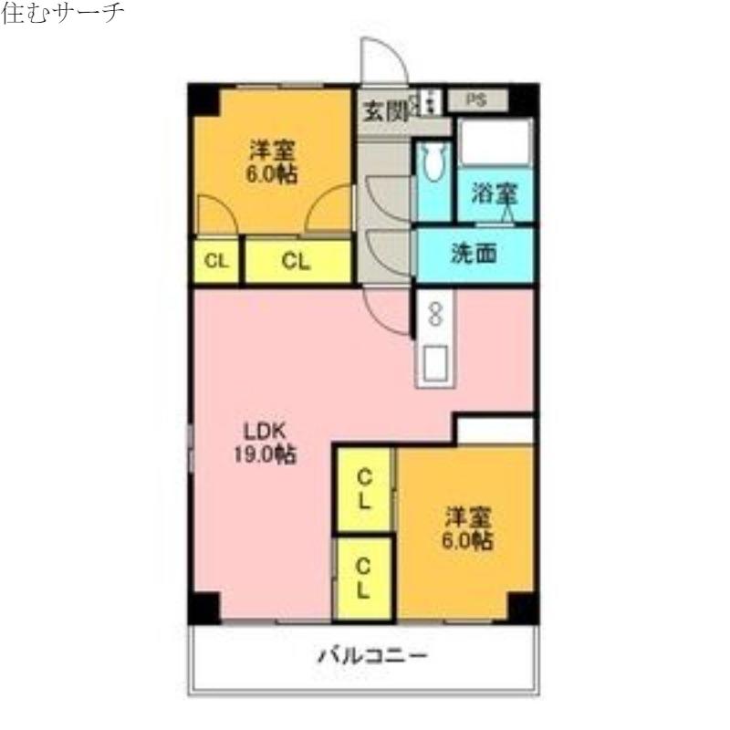 プロミネント四日市(2LDK/3階)の間取り写真
