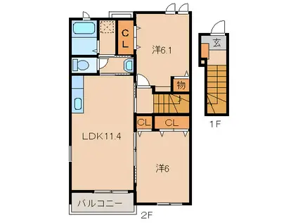 パミドーリ III(2LDK/2階)の間取り写真