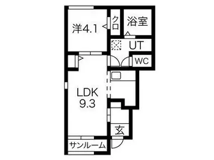 べラルーチェ(1LDK/1階)の間取り写真