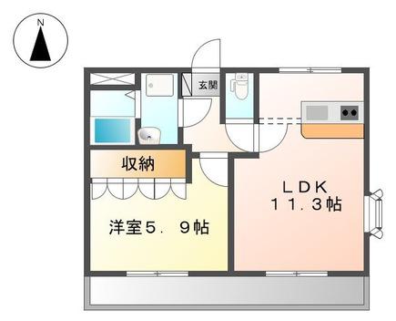 グリーングランデIII(1LDK/2階)の間取り写真