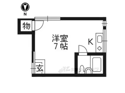 伊勢川ハイツ(1K/2階)の間取り写真
