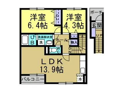 クレールコート(2LDK/2階)の間取り写真