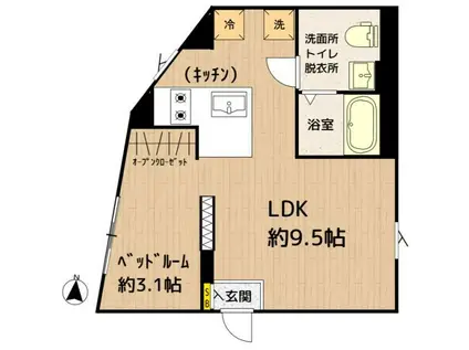 オークレスト中野(1LDK/3階)の間取り写真