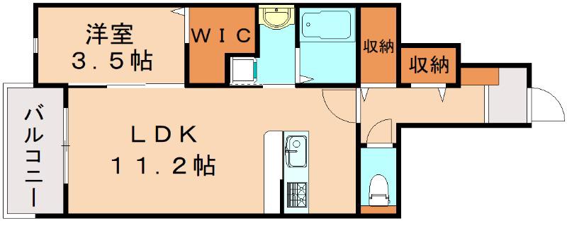プロニティ博多(1LDK/1階)の間取り写真