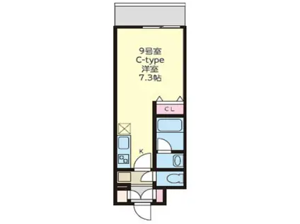 エスフォート神戸小河通(1K/2階)の間取り写真