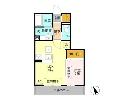 ジュウィール(1LDK/1階)の間取り写真