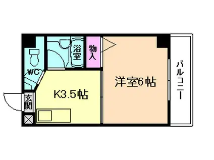 プレステージ堂島(1K/4階)の間取り写真