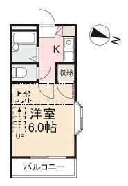 福岡レジデンスB(1K/2階)の間取り写真