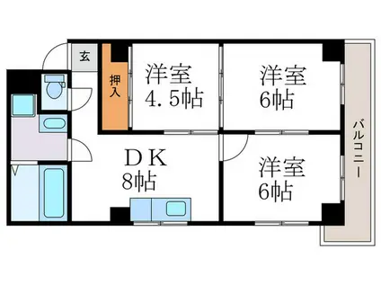 シャトル松尾(3DK/6階)の間取り写真