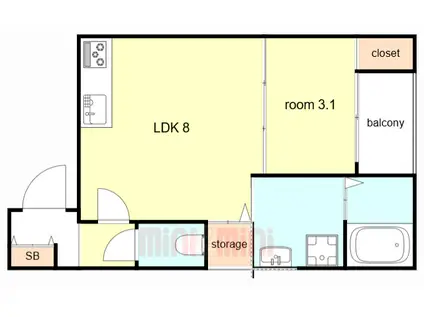 アルクグレイス(1LDK/2階)の間取り写真