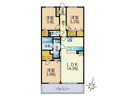 アンブル橋本(3LDK/2階)の間取り写真