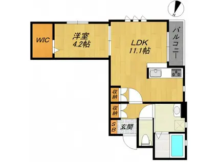 LAPIS DUO(1LDK/1階)の間取り写真