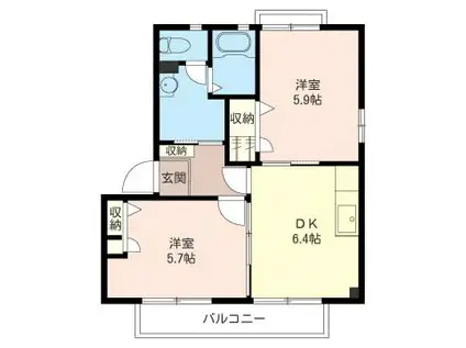 PLAISIR (2DK/2階)の間取り写真