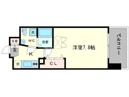 アフルエンス難波(1K/10階)の間取り写真