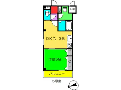 プランドール愛宕(1DK/4階)の間取り写真