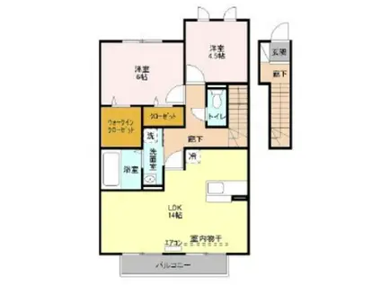 ベルセーヌC棟(2LDK/2階)の間取り写真