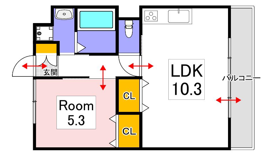 アーバンスタイル(1LDK/2階)の間取り写真