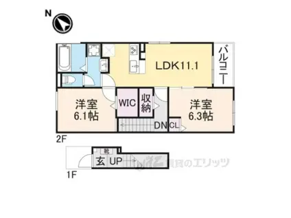 カーサKスワン2(2LDK/2階)の間取り写真