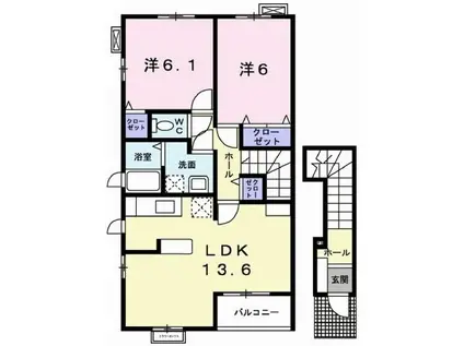 リサータB(2LDK/2階)の間取り写真
