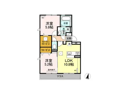 グレイス桜木(2LDK/1階)の間取り写真