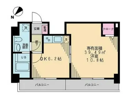 COURT ORIEL(1DK/5階)の間取り写真