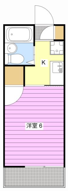 シティハイツ亀の甲(1K/2階)の間取り写真