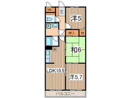 ウインズピア 緑園(3LDK/2階)の間取り写真